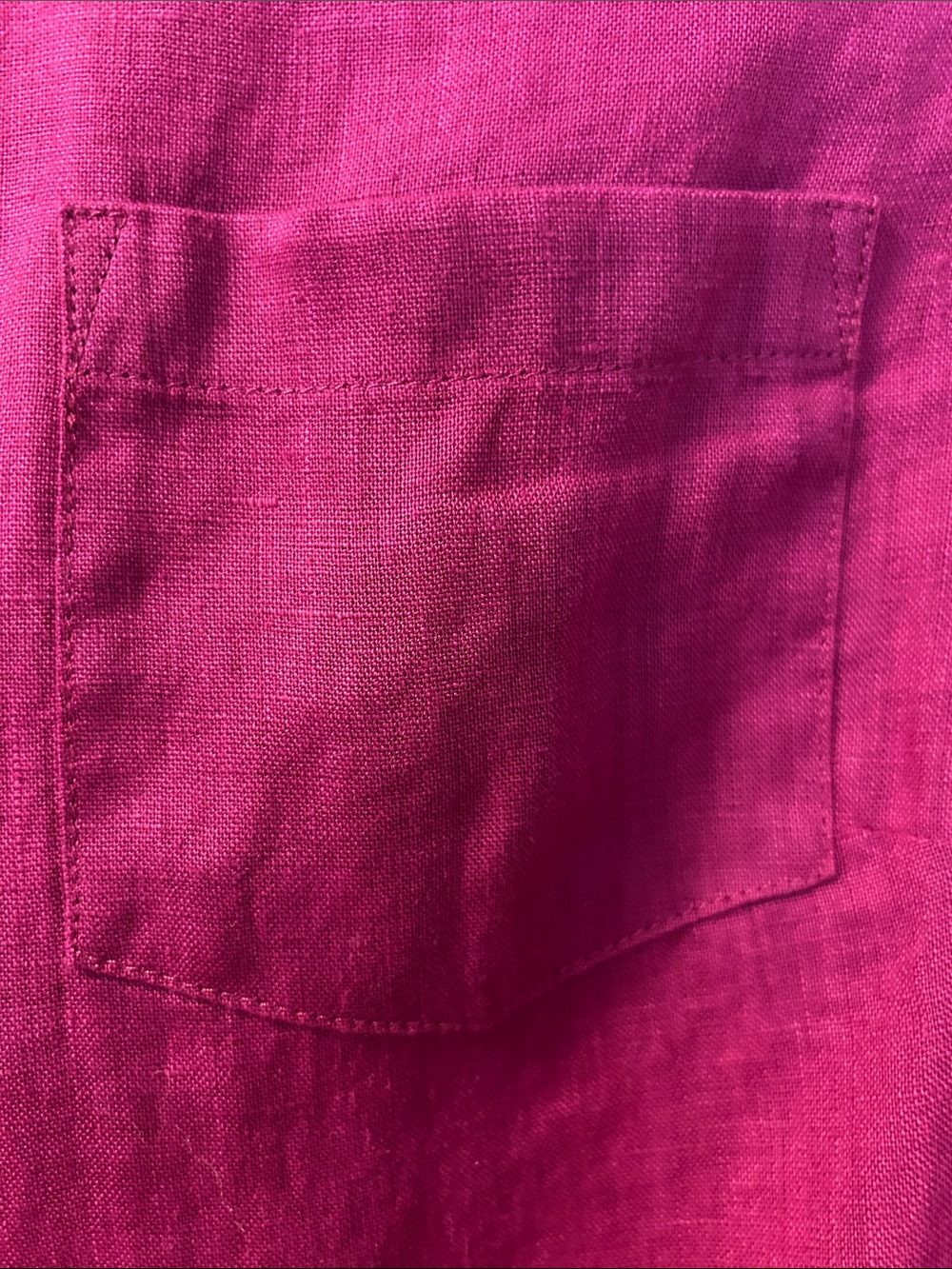 Talbots 100% Linen Button-Front Long Sleeve Shirt in Deep Raspberry - Picture 3 of 7